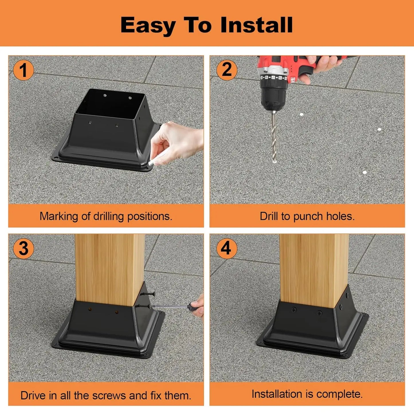 4x4 Post Base 15Pcs, Internal 3.5"x3.5" Heavy Duty Powder-Coated Steel Post Bracket Fit for Standard Wood Post Anchor