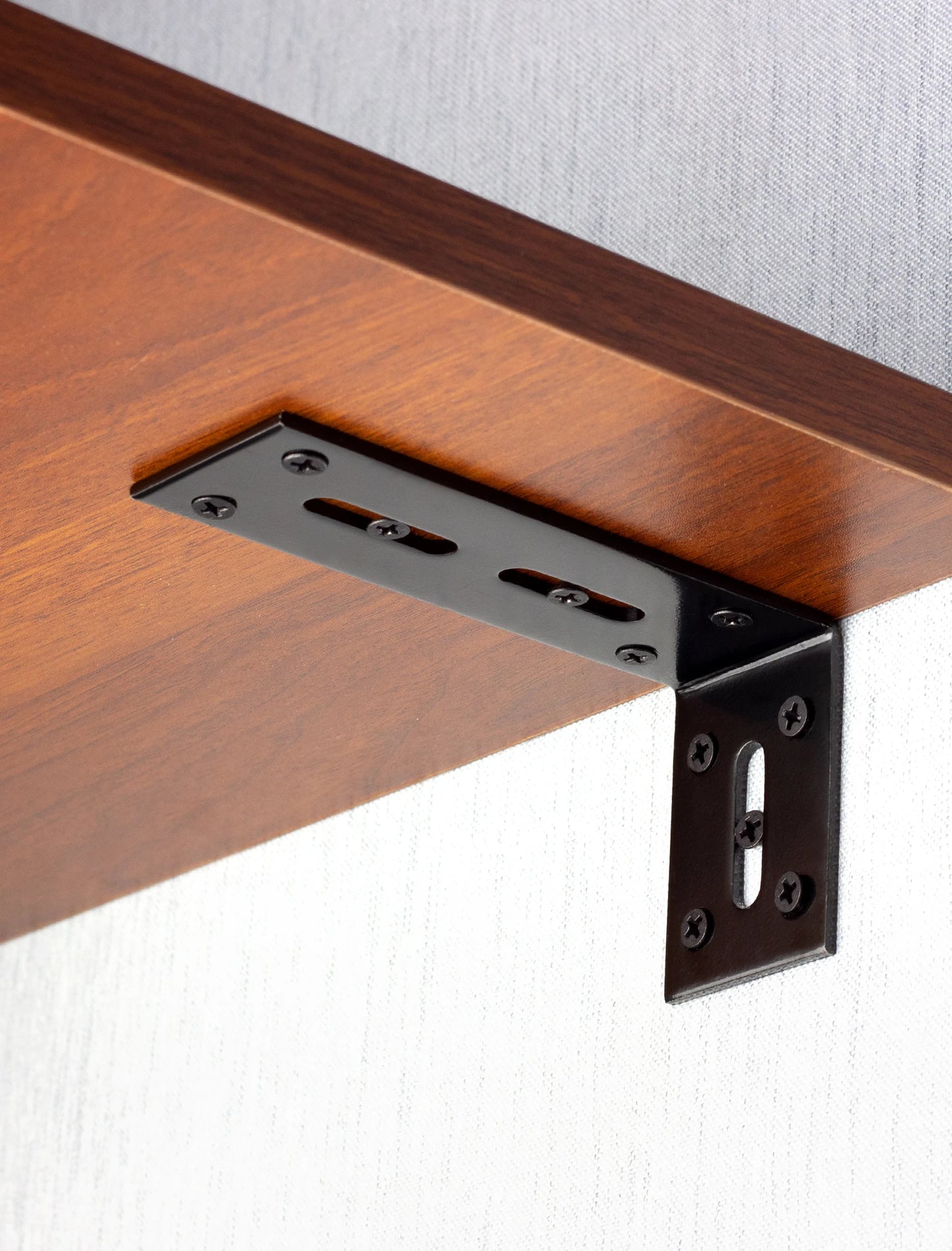 2pcs Adjustable L Shaped Metal Corner Bracket Iron Heavy Duty Black 90 Degree Angle Corner Shelf Brackets for Furniture Mounting