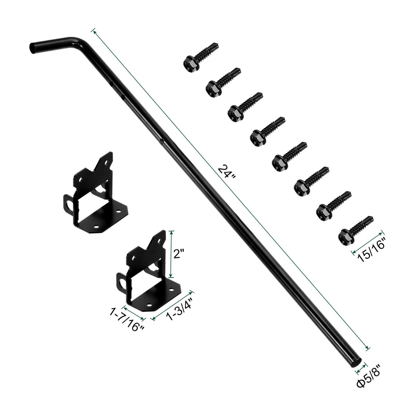 1/2set 24" Cane Bolt Gate Drop Rod for Wood Fence Iron Gate Hardware Ground Latch for Wooden Fence and Holding Door Holding Gate