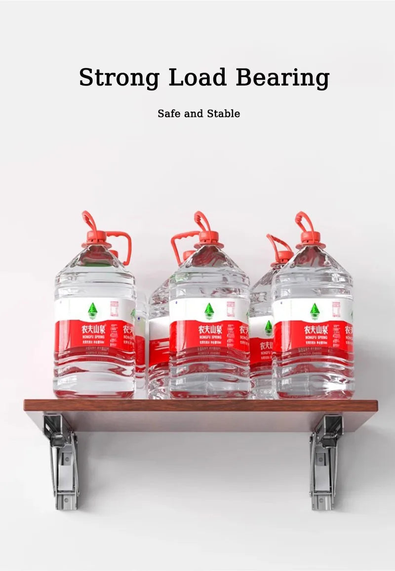 2Pcs 304 Stainless Steel Folding Table Stand Shelf Bench Heavy Duty Wall Shelf Bracket Right Angle Bracket Space Saving Thickene