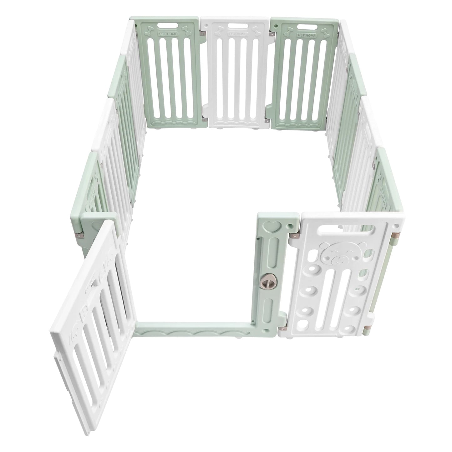 Hexagon Dog Playpen with Safety Door & Non-Slip Base, 25.6" HDPE Pet Fence for Puppy/Kitten, 13 Panels Blue/Pink/Green