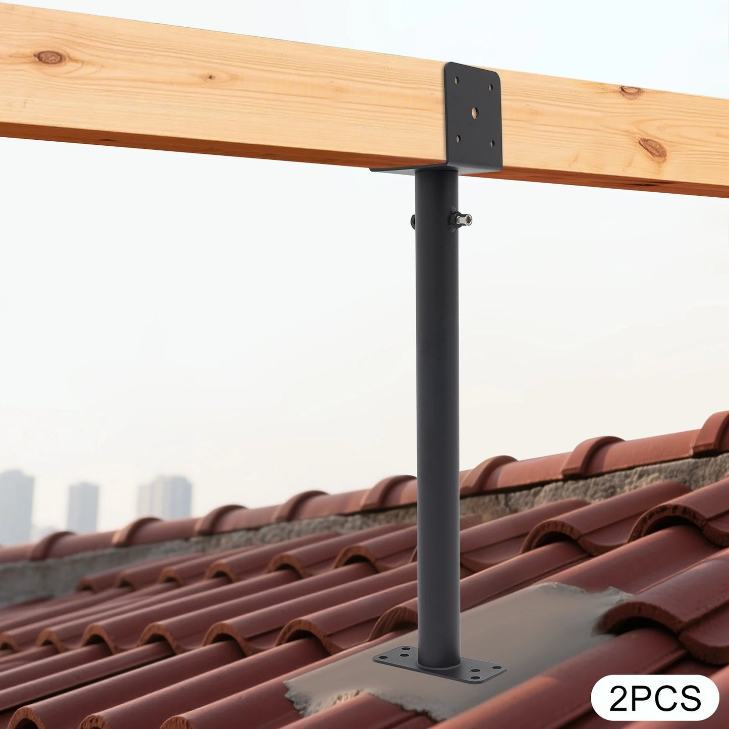 2PCS 304 Stainless Steel Roof Beam Bracket Kit, 360° Adjustable Post Cap for 4x4 4x6 Wood Beam, for Pergola Gazebo Carport