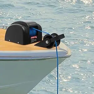 Electric Boat Anchor Winch Kit 12V with 100ft Anchor Rope Remote Control Heavy Duty Towing Winches for 24ft Fishing Boat