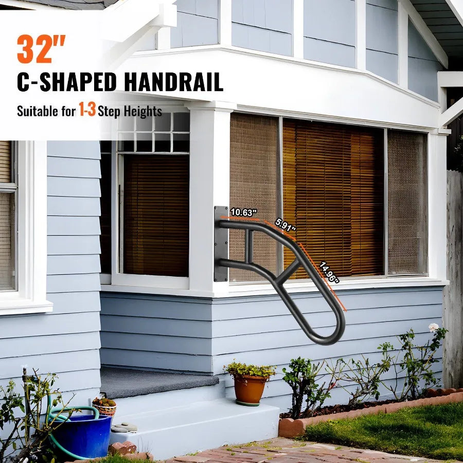 Handrails for Outdoor Steps 32 Wall Mount Safety Railings for 13 Steps