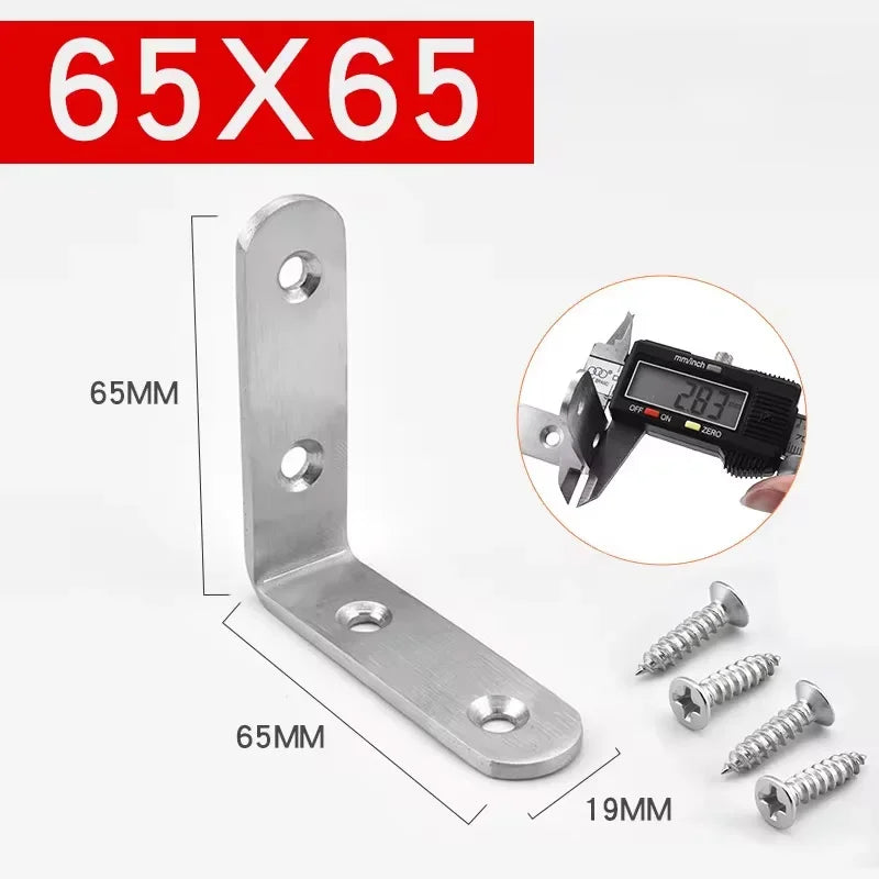 Stainless Steel 90 Degree Angle Bracket Corner Brackets Joint Bracket Fastener Furniture Door Cabinet Screens Wall with Screws