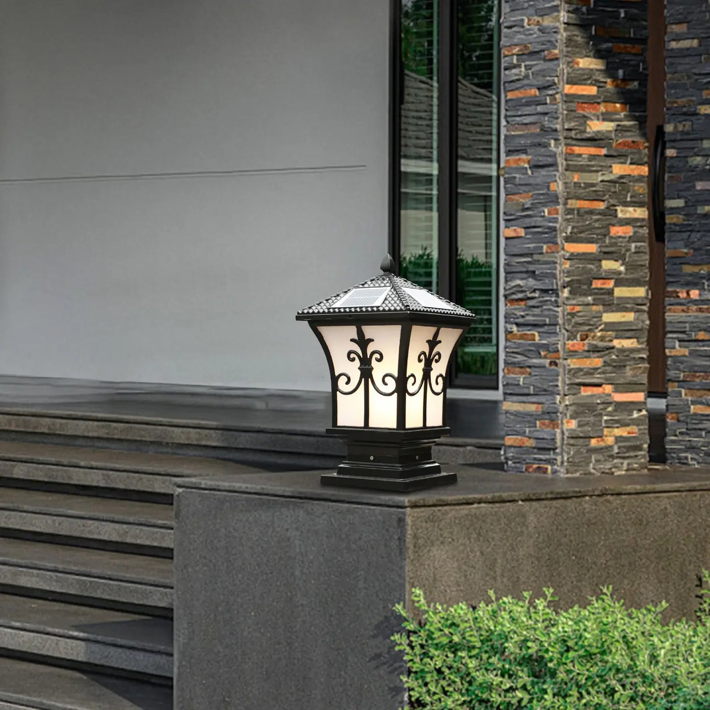 Bymaocar LED Electricial/solar Fence Post Light Outdoor Column Warm Lamp Lighting Fixture for Patio Garden Landscape Waterproof
