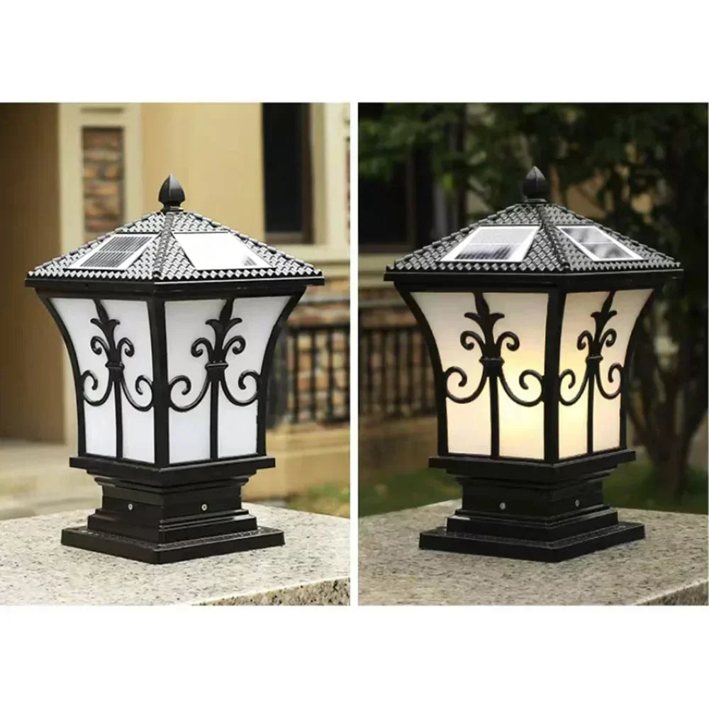 Bymaocar LED Electricial/solar Fence Post Light Outdoor Column Warm Lamp Lighting Fixture for Patio Garden Landscape Waterproof