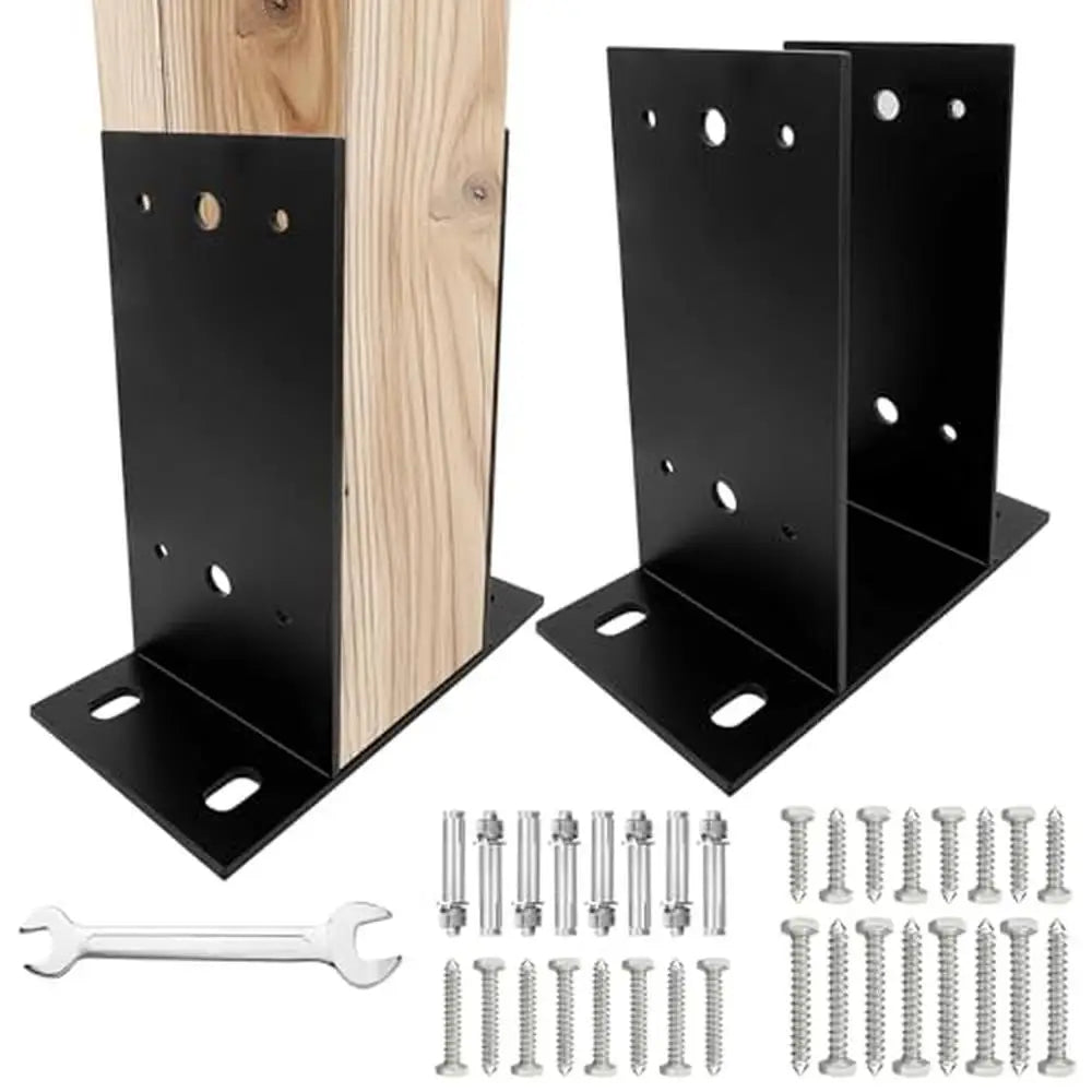 Steel Post Base Bracket 4x4 Wood Posts Weatherproof U-Shape Design Easy DIY Installation 3.5" Lumber Compatibility 3-Year