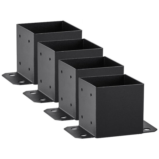 6x6 Post Base 4 Pcs Inner Size 5.6x5.6 Post Base Brackets Heavy Duty PowderCoated Post Anchor Matte Black Wood Post Brackets f