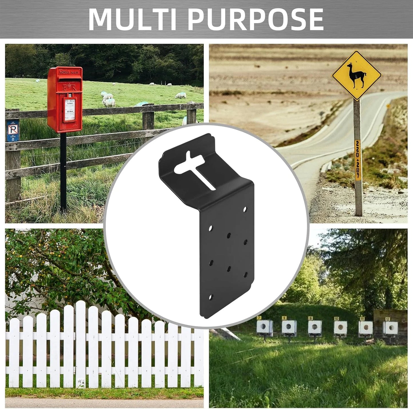 T-Post Mounting Bracket 6Pcs T Post Target Hanger Fence Bracket For T Post Fence Bird House Signs Lumber Mailbox