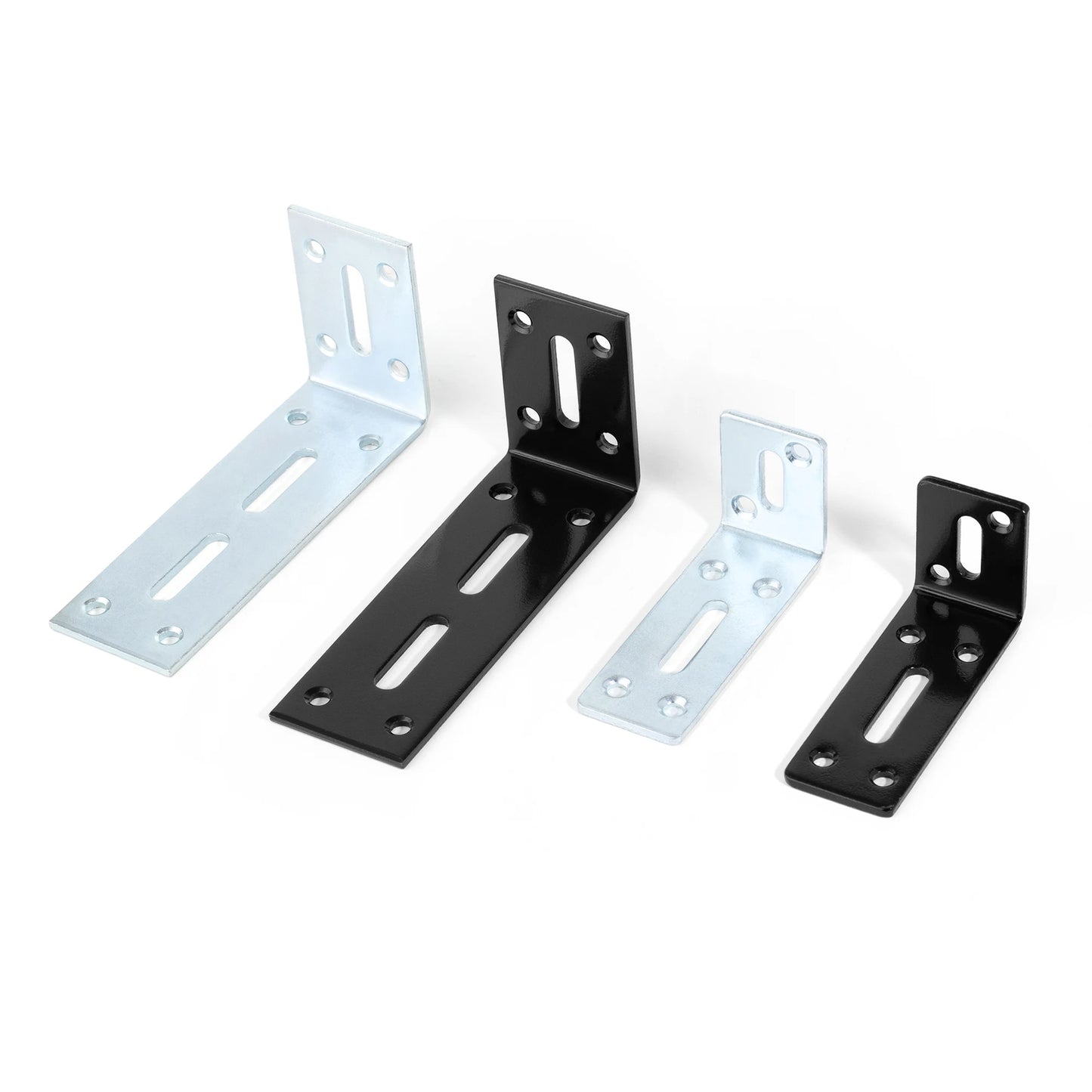 2pcs Adjustable L Shaped Metal Corner Bracket Iron Heavy Duty Black 90 Degree Angle Corner Shelf Brackets for Furniture Mounting