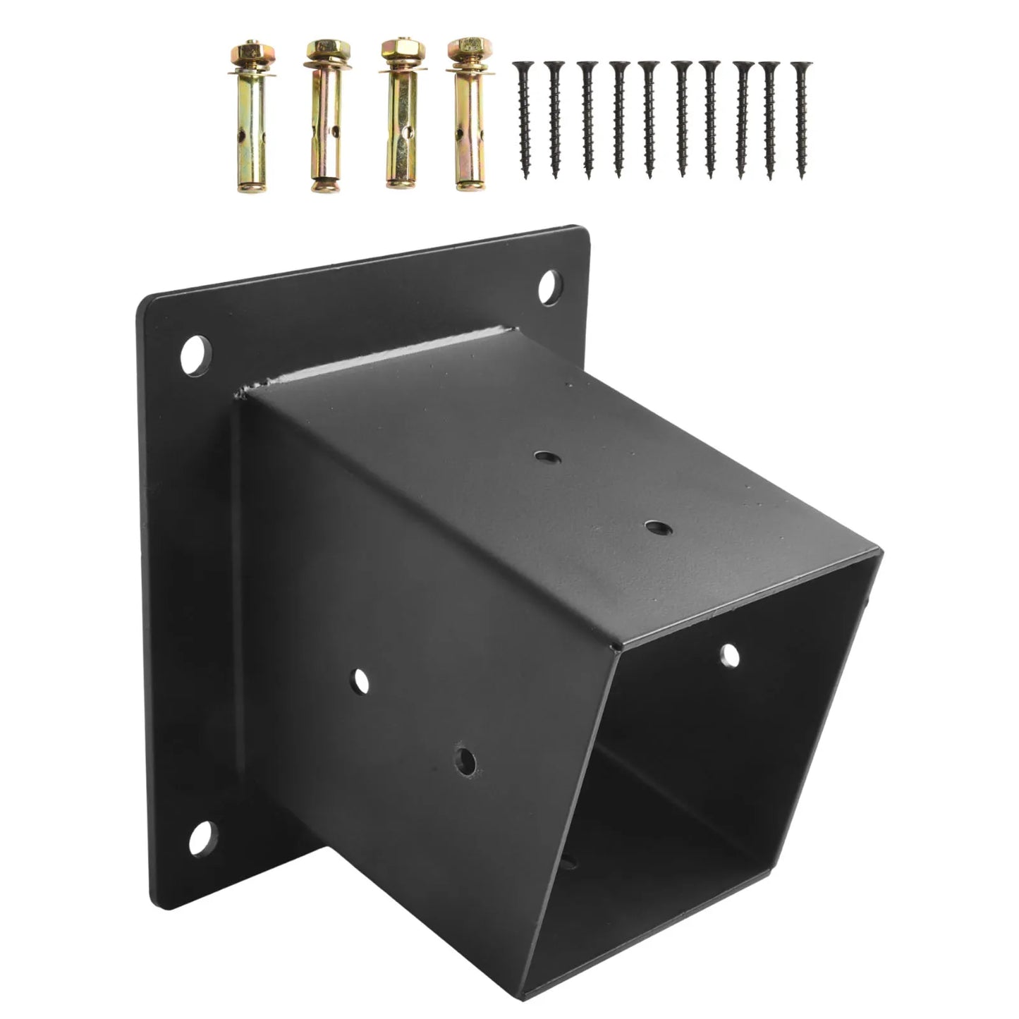 Slanted Roof Pergola Brackets Wall Mount Kit For 4x4 Inch Posts Steel 3-Way Unidirectional With Hardware Black