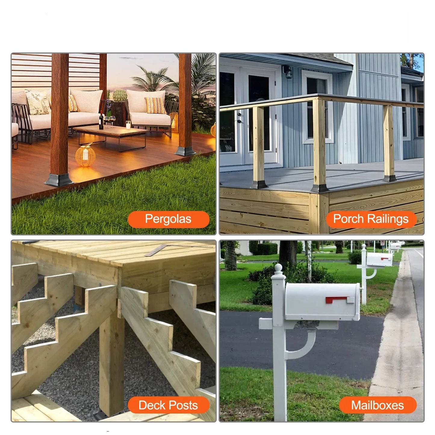 10Pcs 4x4 Post Base Brackets Heavy Duty for Standard Wood Post Anchor