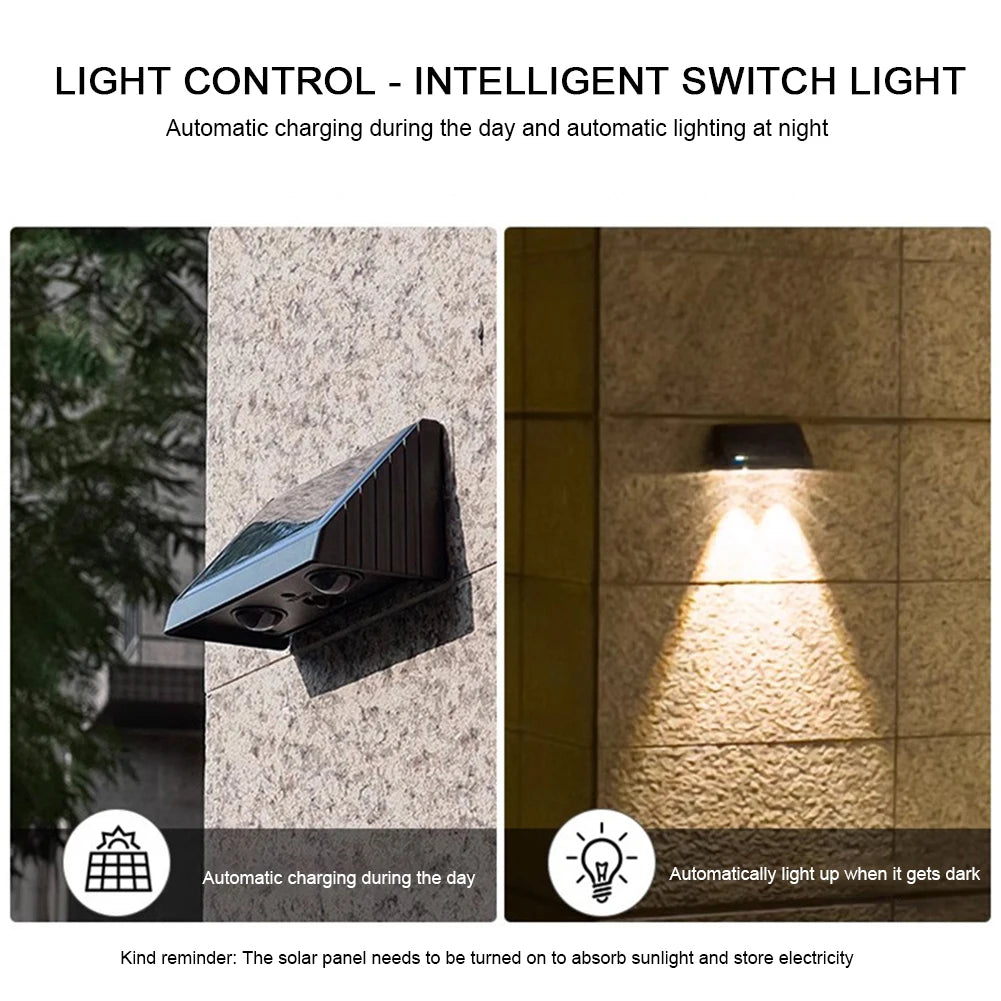 Garden Fence Light 1200mAh Outdoor LED Solar Wall Light IP54 Waterproof Patio Spot Light LED Solar Fence Lamp Patio Garden Decor