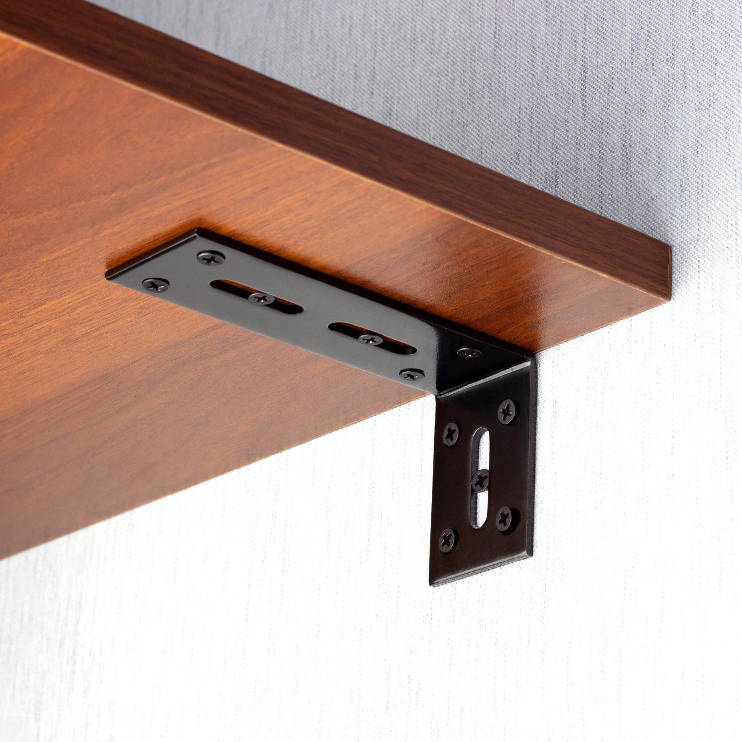 2pcs Adjustable L Shaped Metal Corner Bracket Iron Heavy Duty Black 90 Degree Angle Corner Shelf Brackets for Furniture Mounting