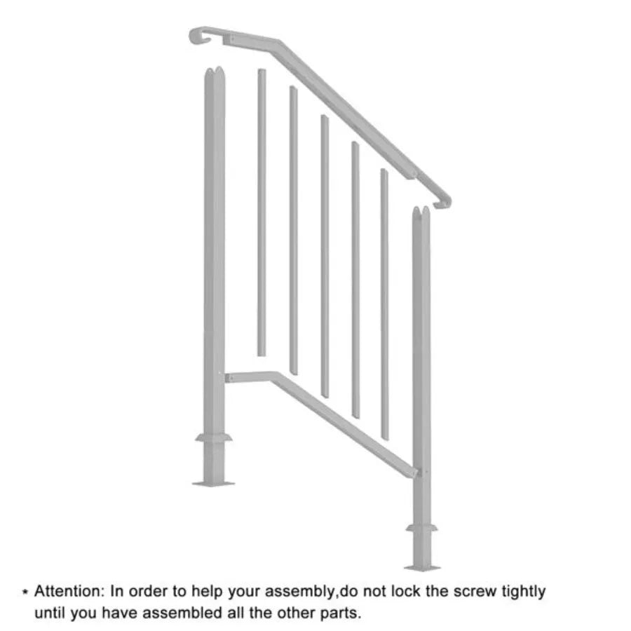 Handrails for Outdoor Steps Iron Handrail Fits 2 Step Transitional Handrail with Installation Kit White