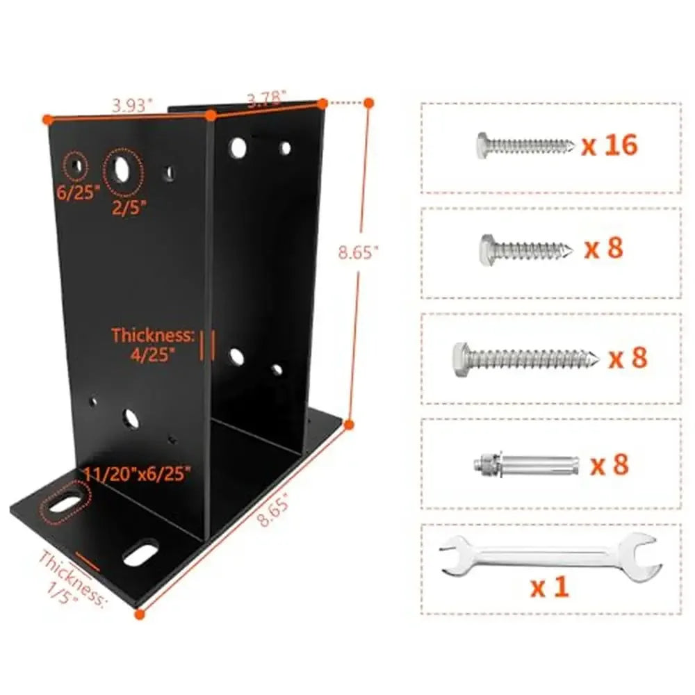 Steel Post Base Bracket 4x4 Wood Posts Weatherproof U-Shape Design Easy DIY Installation 3.5" Lumber Compatibility 3-Year
