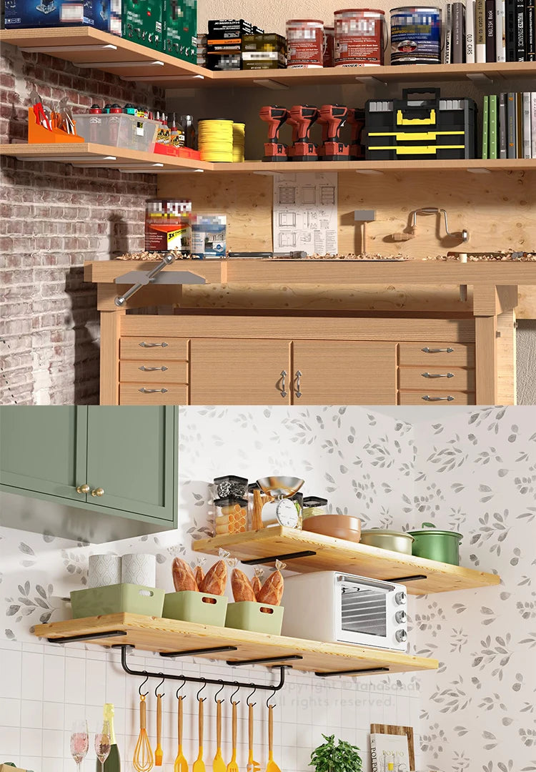 Floating Shelf Brackets Carbon Steel Wall Mount Invisible T Shelves Brackets for Bathroom and Kitchen Storage Support