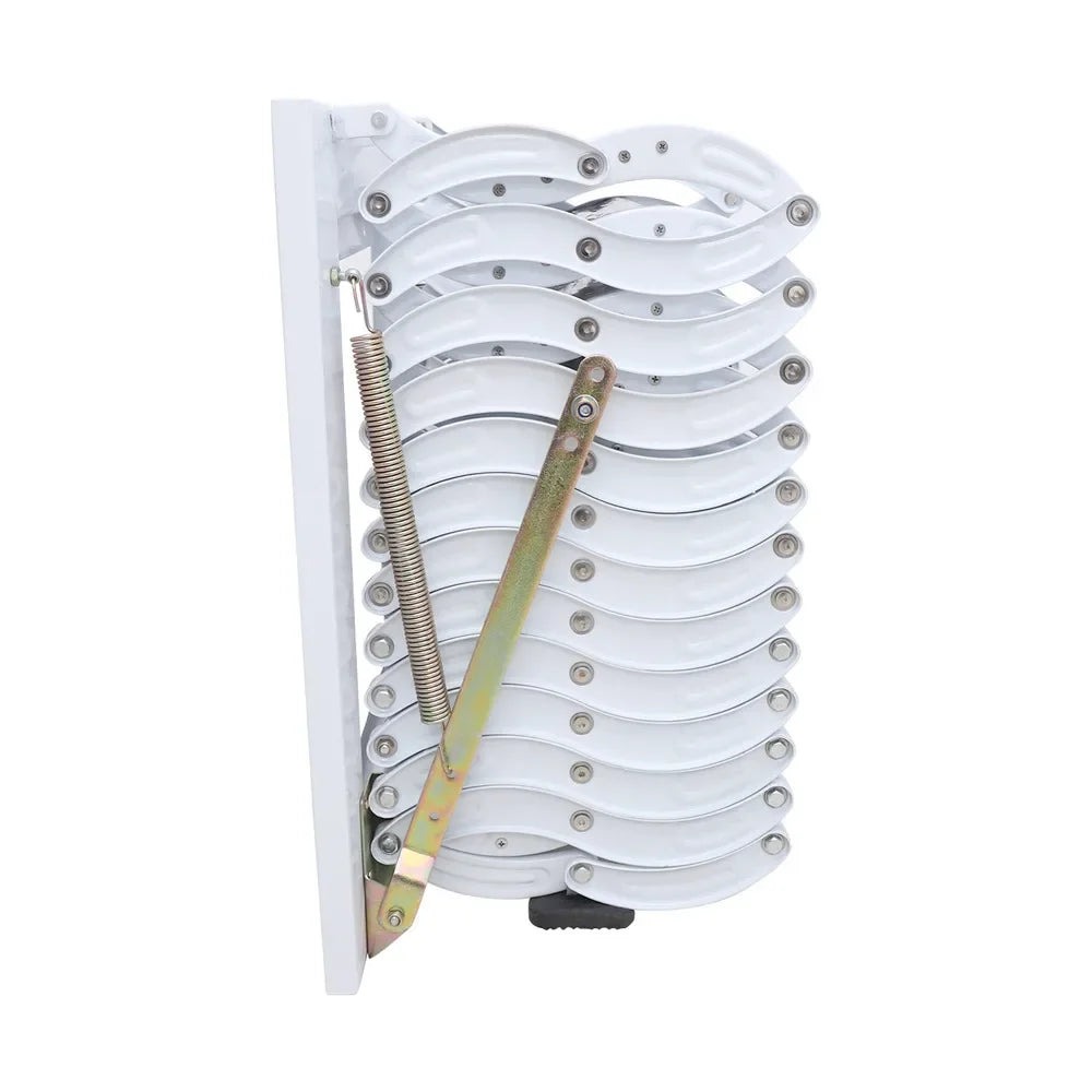 12 Steps Wall-mounted Non-slip Telescopic Extension Folding Ladder 881.85 Lbs Capacity Al-mg Alloy Multi Purpose With Handrails