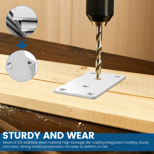 20Pcs Flat Brackets Heavy Duty Stainless Steel Mending Plates Sleeper Brackets for Fence Post and Timber Fixing and Joining