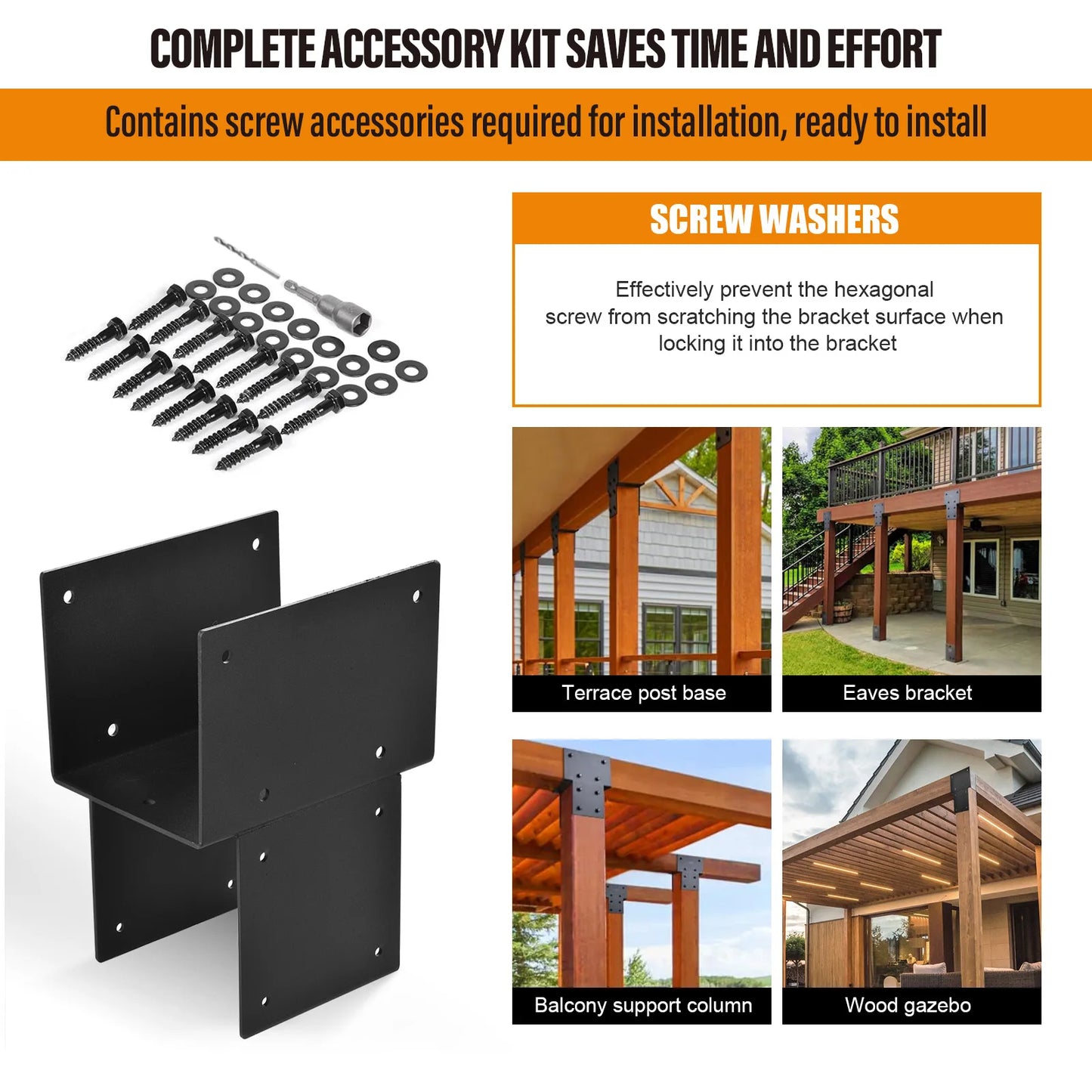 Elevated Wood Stand T Brackets, 4 Pieces Pergola Brackets, Galvanized Steel Pergola Kits, Heavy Duty Set Hardware for Gazebo