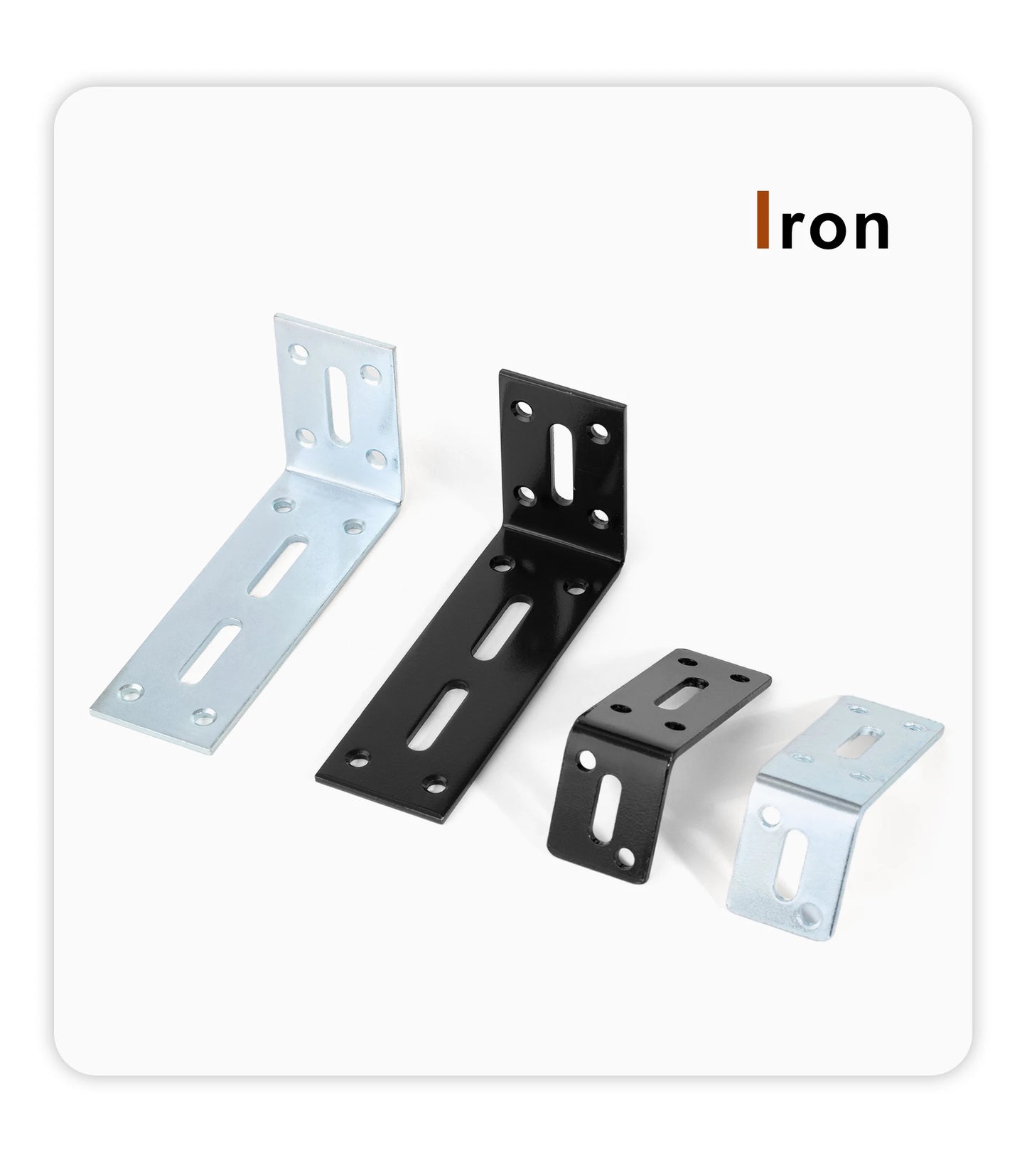 2pcs Adjustable L Shaped Metal Corner Bracket Iron Heavy Duty Black 90 Degree Angle Corner Shelf Brackets for Furniture Mounting