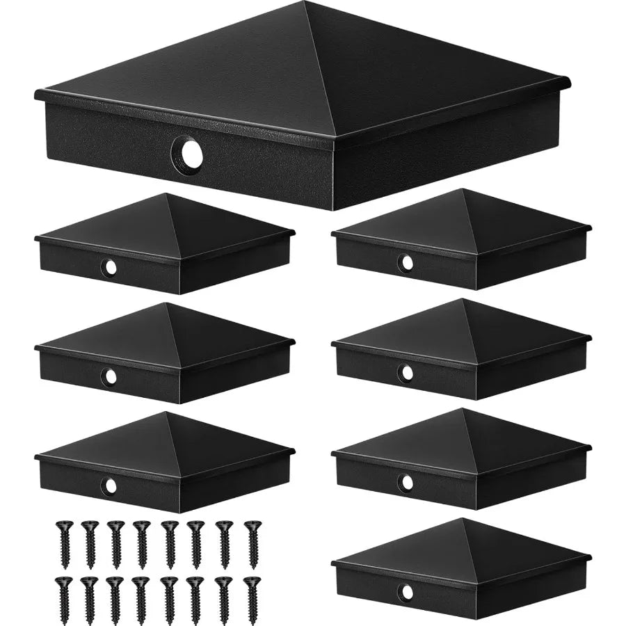 Dunzy 8 Pcs 6 x 6 Post Caps Aluminum Pyramid Cap Decorative Fence Post Covers Works Only for Actual 5.5 x 5.5'' Wood Metal Slee
