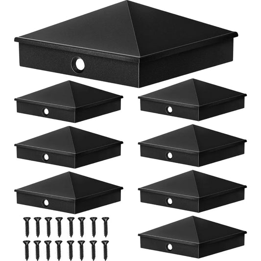 Dunzy 8 Pcs 6 x 6 Post Caps Aluminum Pyramid Cap Decorative Fence Post Covers Works Only for Actual 5.5 x 5.5'' Wood Metal Slee