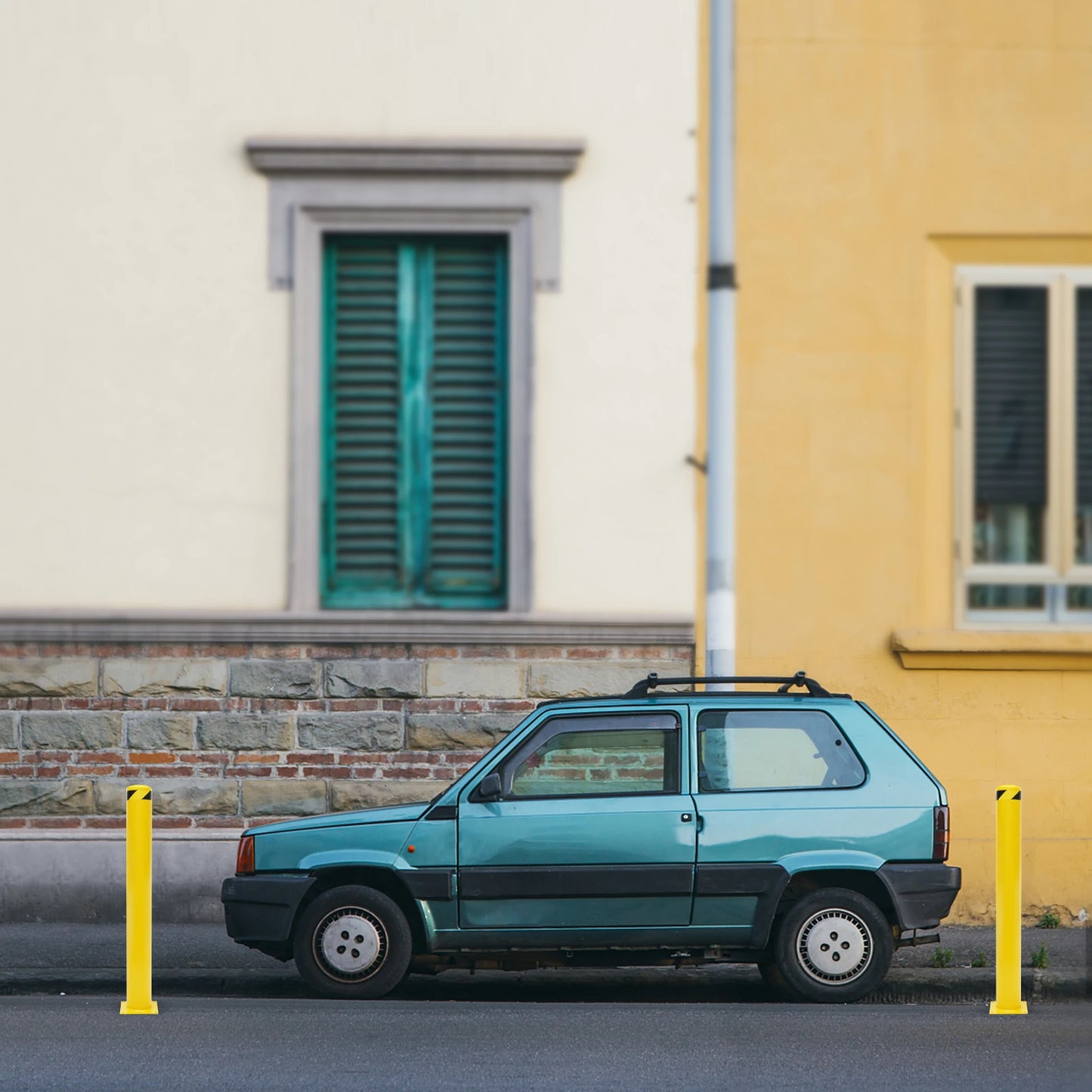 1/2Pcs Safety Bollard, Yellow Steel Safety Bollard with 4/8 Anchor Bolts, Perfect for Traffic-Sensitive Area