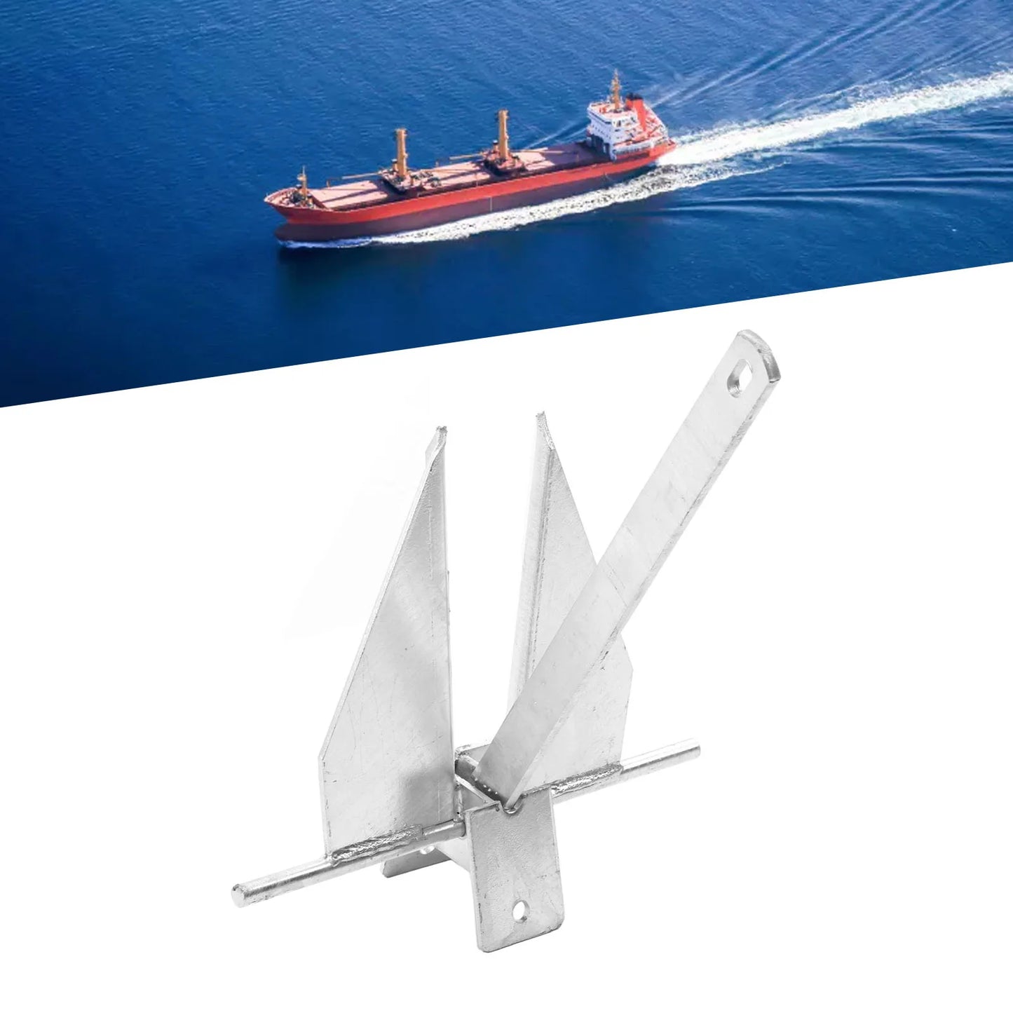 13lb Ship Anchor Kit Carbon Steel Heavy Duty Fluke Style Boat Anchor with Nylon Rope Chain for Fresh Water Sea Ship Supplies