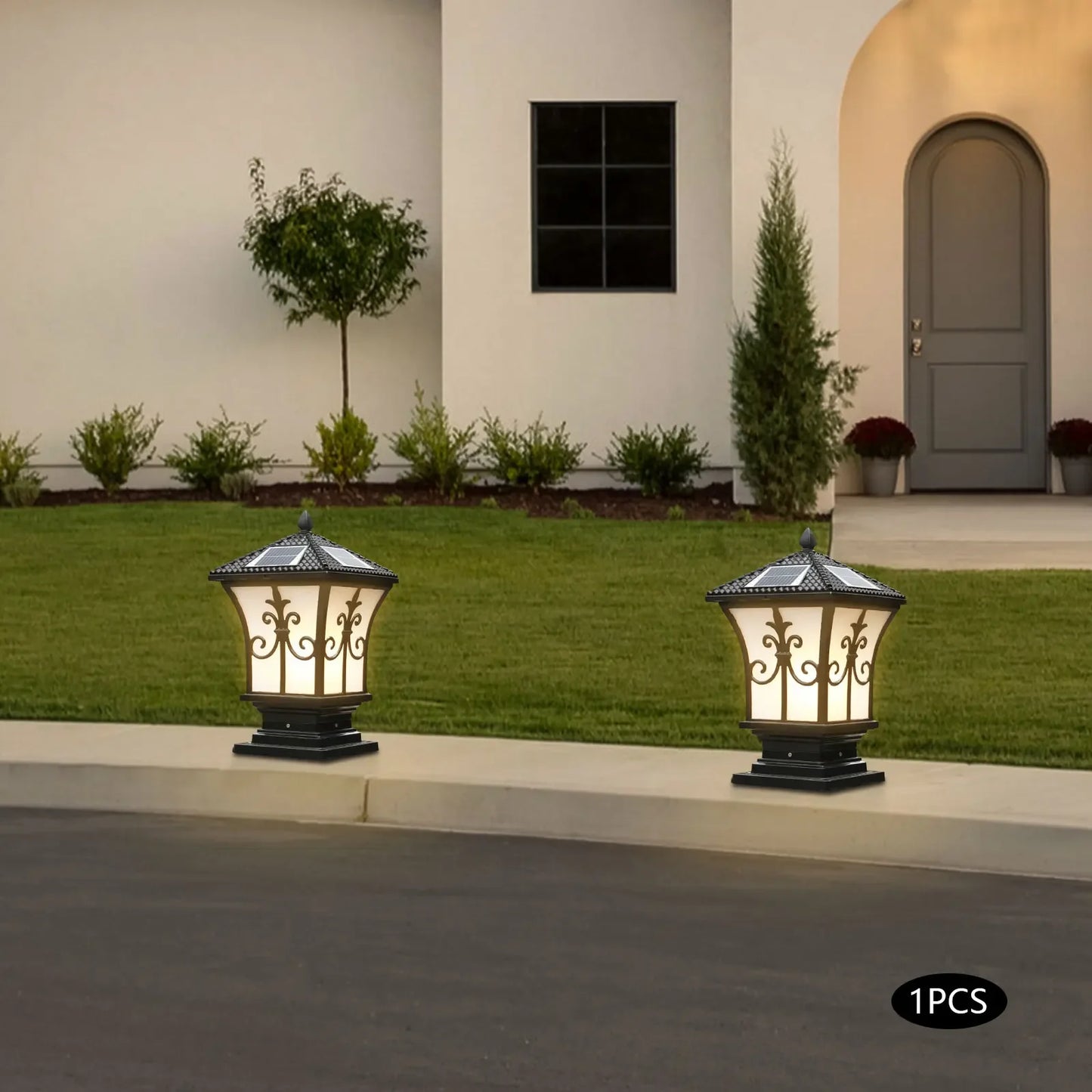 Bymaocar LED Electricial/solar Fence Post Light Outdoor Column Warm Lamp Lighting Fixture for Patio Garden Landscape Waterproof