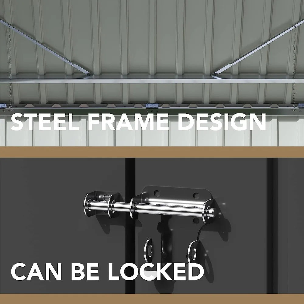 Outdoor Storage Shed 5.8 x 3.3 FT Metal Trash Shed Waterproof Outside Storage with Lid Chain Hydraulic Gas Rod for Trash Cands