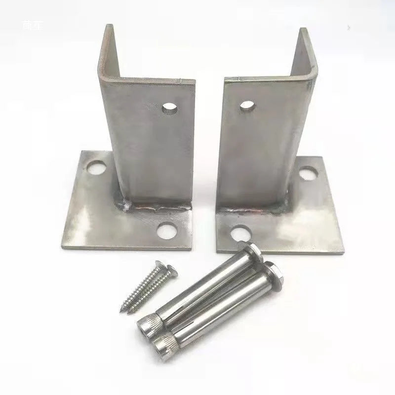 1 New Deal 4Pcs Galvanized 304 Stainless Steel 3 Sided Post Base Bracket With Screws And Floor Anchor