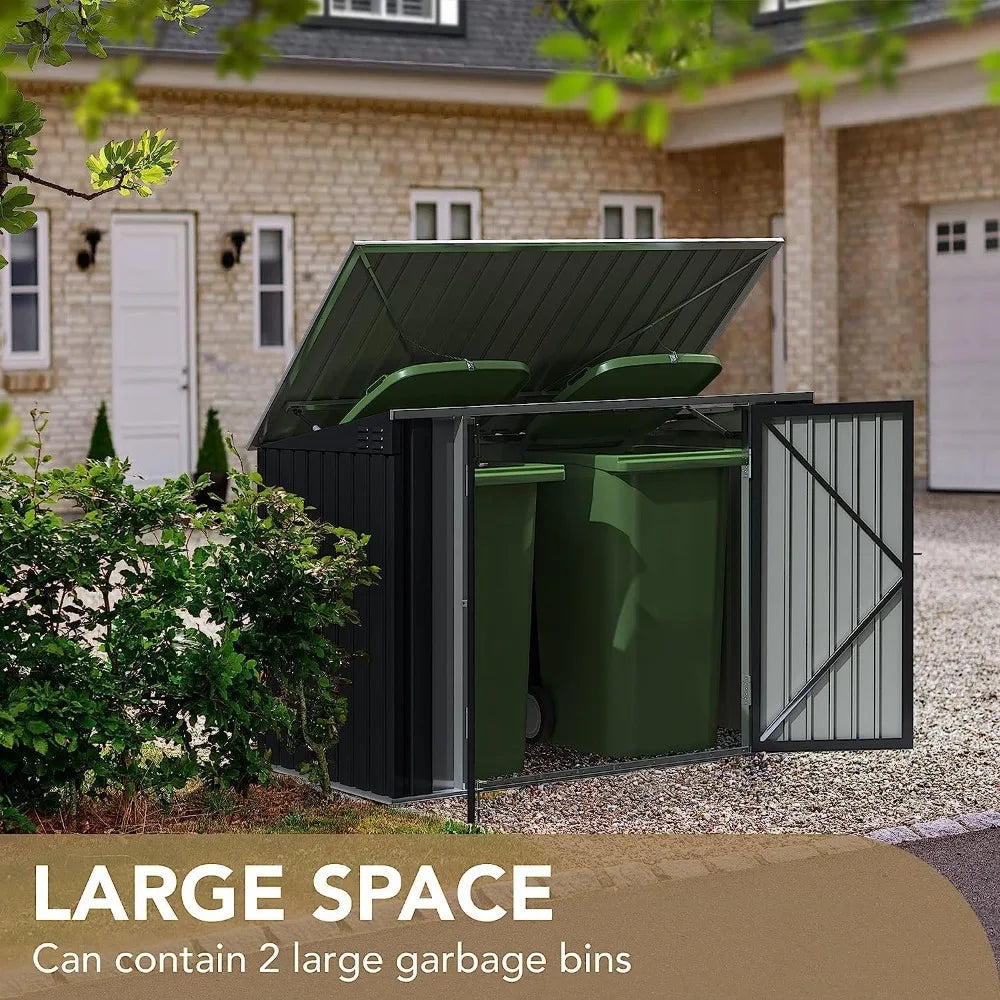 Outdoor Storage Shed 5.8 x 3.3 FT Metal Trash Shed Waterproof Outside Storage with Lid Chain Hydraulic Gas Rod for Trash Cands