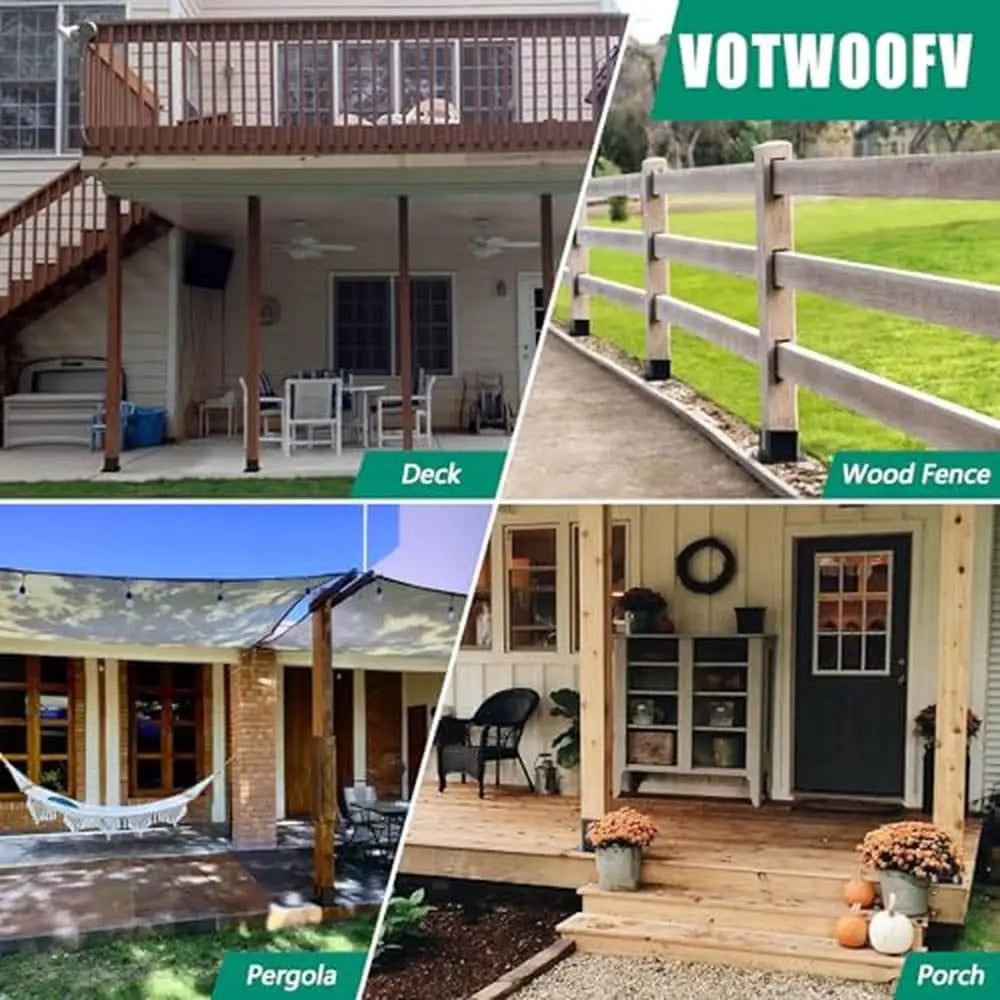 Galvanized Steel Fence Post Base Kit 4x4 Wood Post Bracket Set