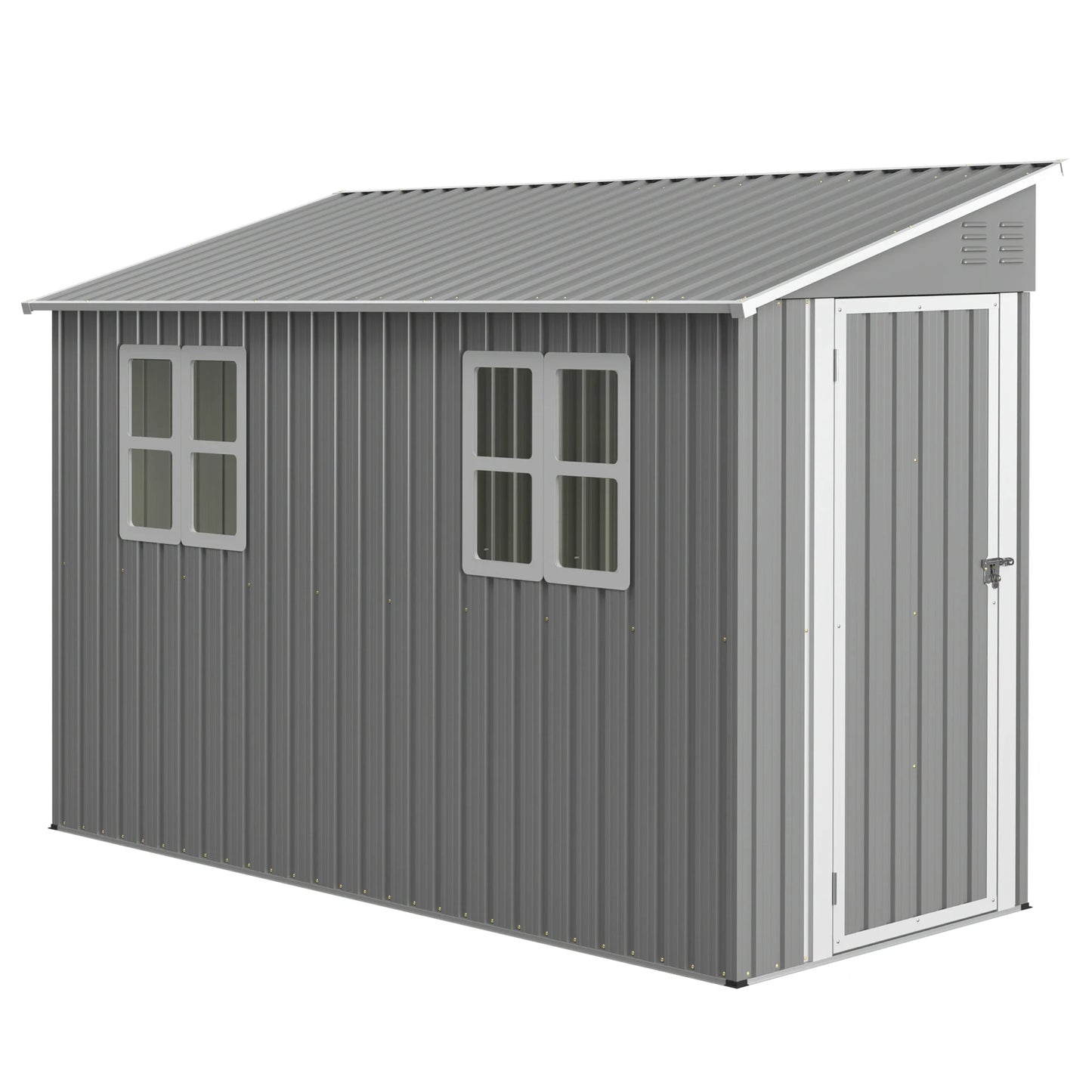1 4x10 FT Galvanized Steel Outdoor Shed – Weatherproof Lockable Storage for Tools, Bikes & Pets w/Sloping Roof & Window