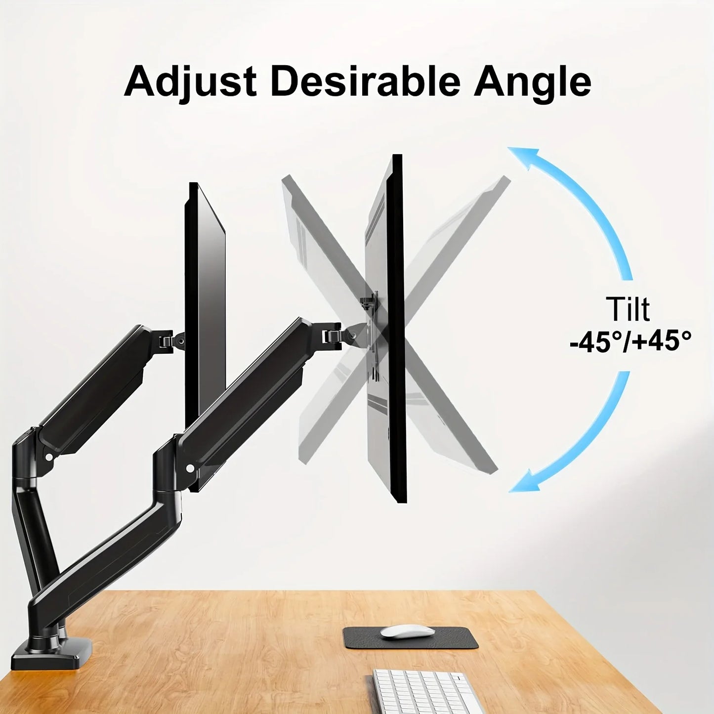 Dual Monitor Desk Mount up to 32 inches Screens Height Adjustable Monitor Stand, Heavy Duty Arm,VESA 75x75mm or 100x100mm, Black