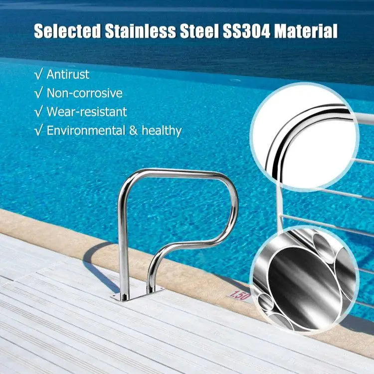 Stainless Steel Swimming Pool Handrail with Base Plate Balustrades & Handrails Product