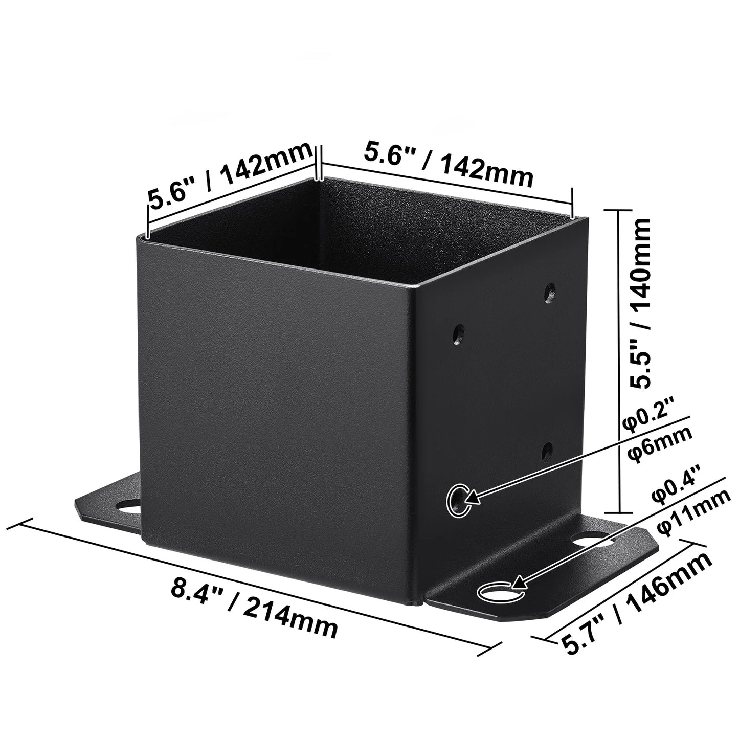 SucceBuy 4x4/ 6x6 Post Base 2/ 4 Pcs Powder-Coated Post Anchor Matte Black Wood Post Brackets for Pavilion Deck Railing