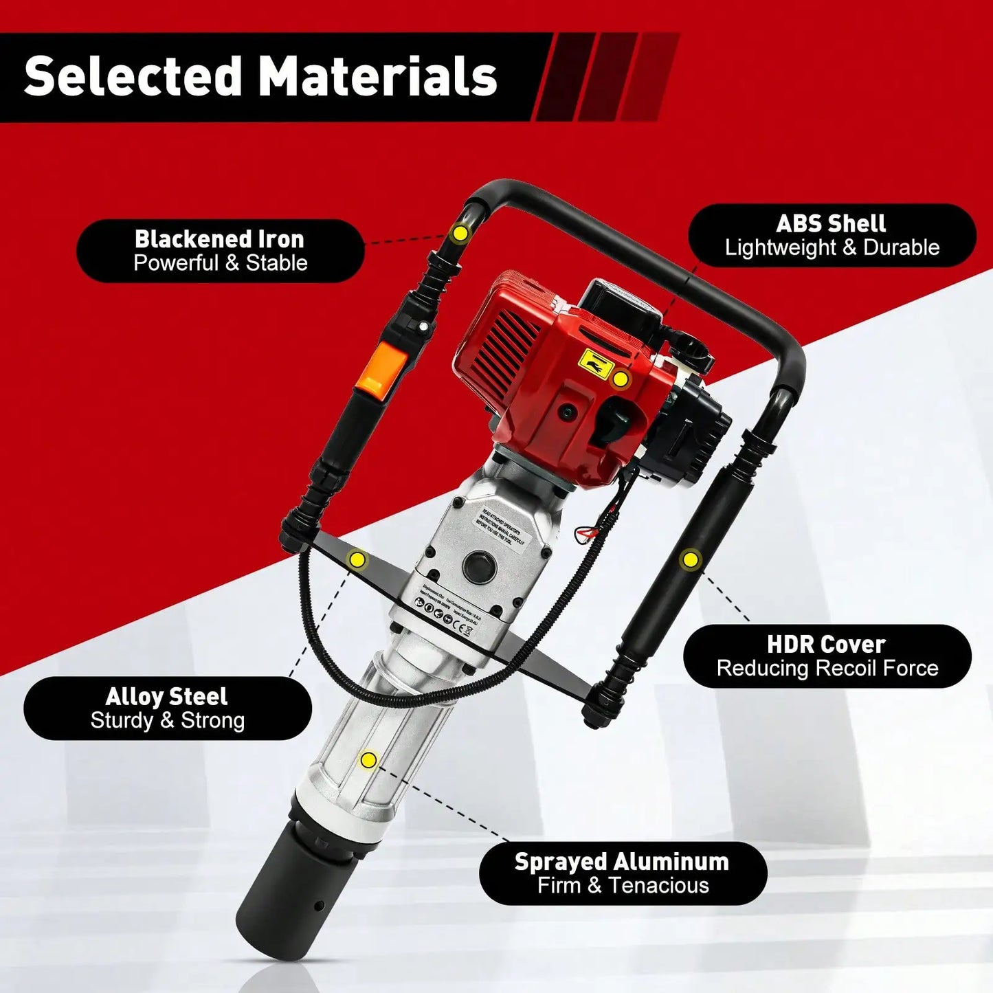 52cc Gas Powered T-Post Driver 2.3HP Fence Farm Push Pile Gasoline Engine Hammer