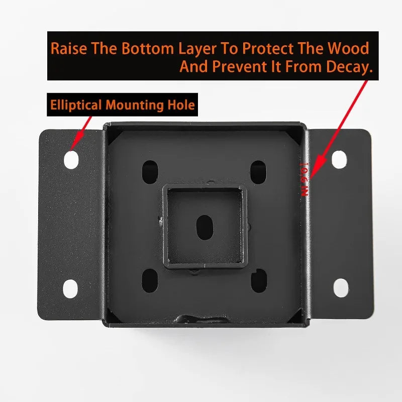 4x4 Post Base, Post Brackets(Inner Size 3.6"x3.6")，Black Powder Coated Heavy Thick Steel Post Anchor for Deck Porch Handrail Fen