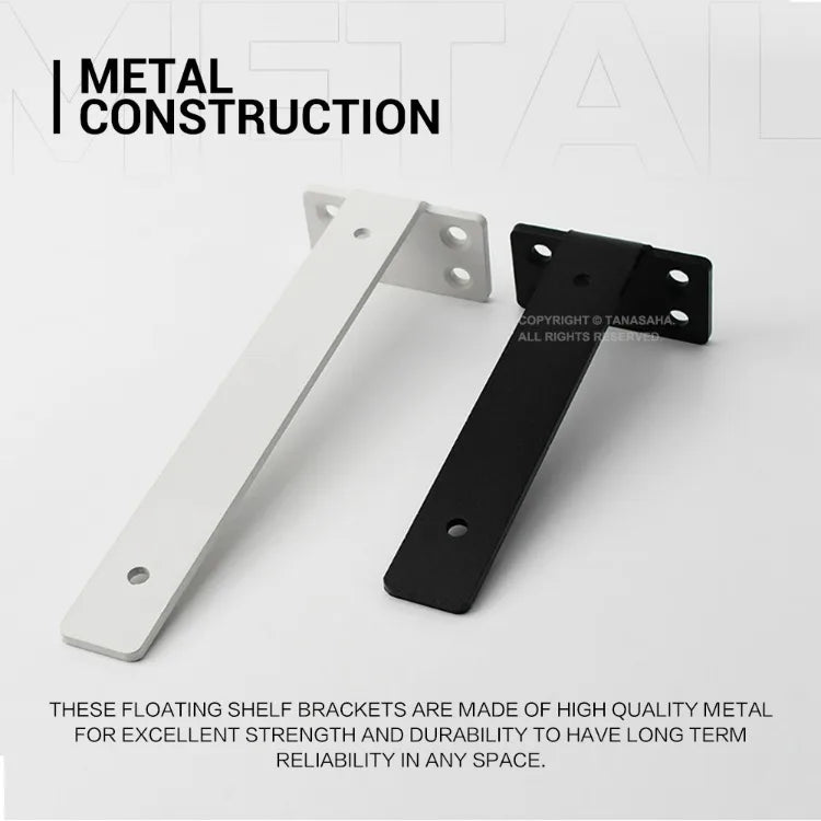 Floating Shelf Brackets Carbon Steel Wall Mount Invisible T Shelves Brackets for Bathroom and Kitchen Storage Support