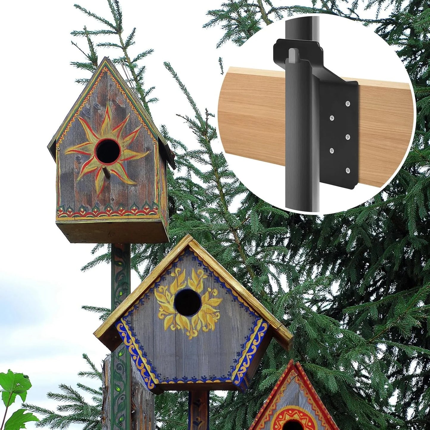T-Post Mounting Bracket 6Pcs T Post Target Hanger Fence Bracket For T Post Fence Bird House Signs Lumber Mailbox