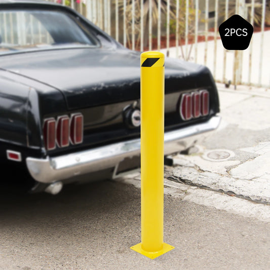 1/2Pcs Safety Bollard, Yellow Steel Safety Bollard with 4/8 Anchor Bolts, Perfect for Traffic-Sensitive Area