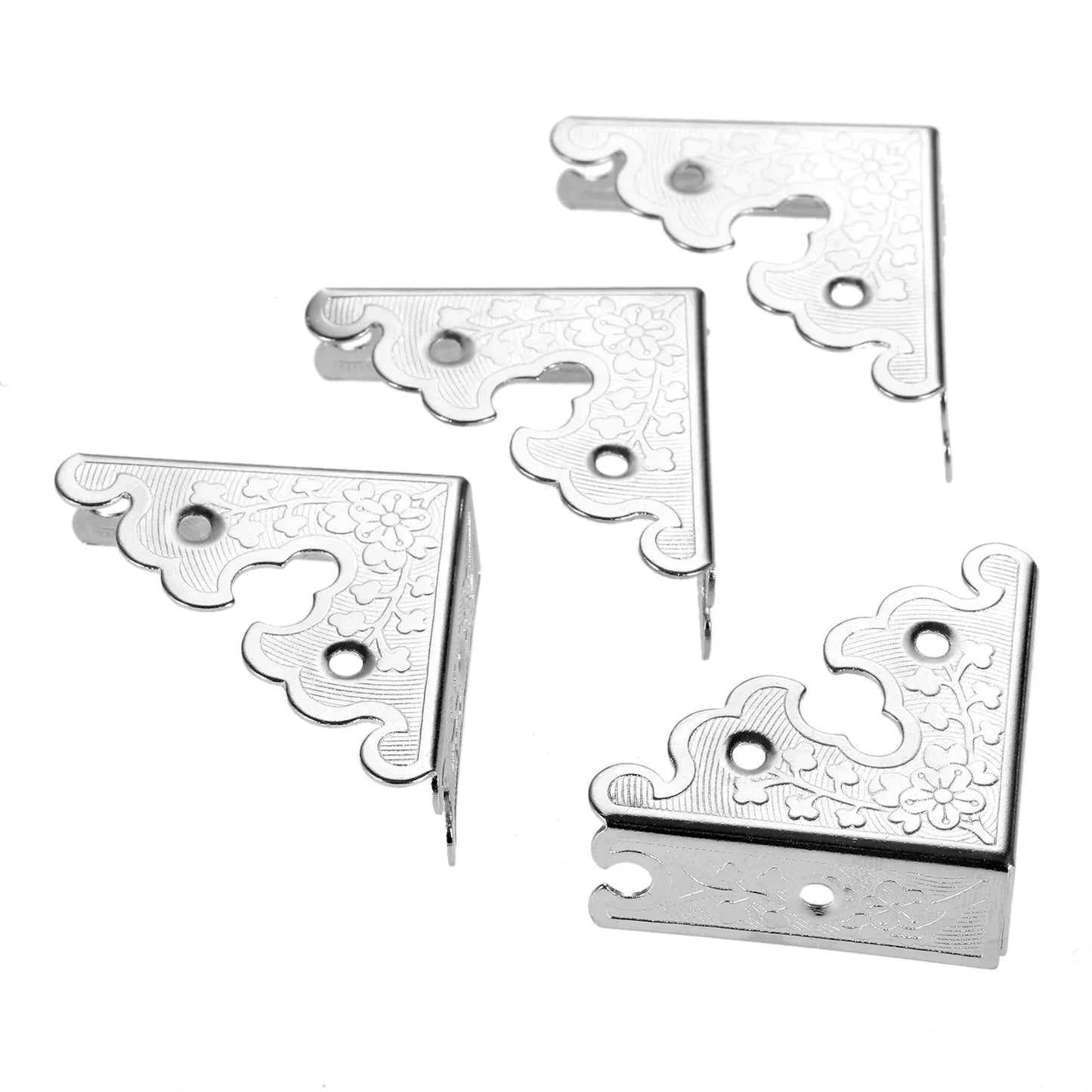 4Pcs 34mm Zinc Alloy Jewelry Wooden Box Triangle Corner Decorative Protectors Furniture Carved Table Corner Brackets Protection