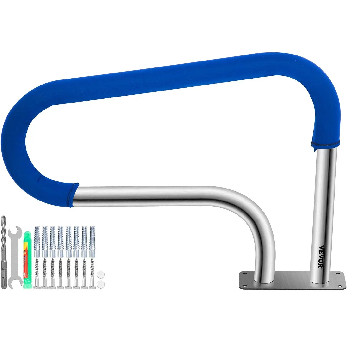 Pool Handrail, 32 x 22.5 Swimming Pool Stair Rail, 304 Stainless Steel Stair Pool Hand Rail Rated 375lbs Load Capacity, Pool Rai