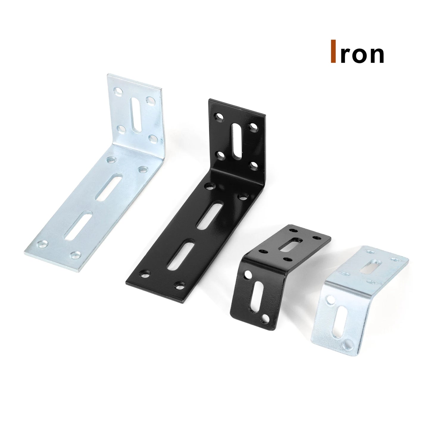 2pcs Adjustable L Shaped Metal Corner Bracket Iron Heavy Duty Black 90 Degree Angle Corner Shelf Brackets for Furniture Mounting