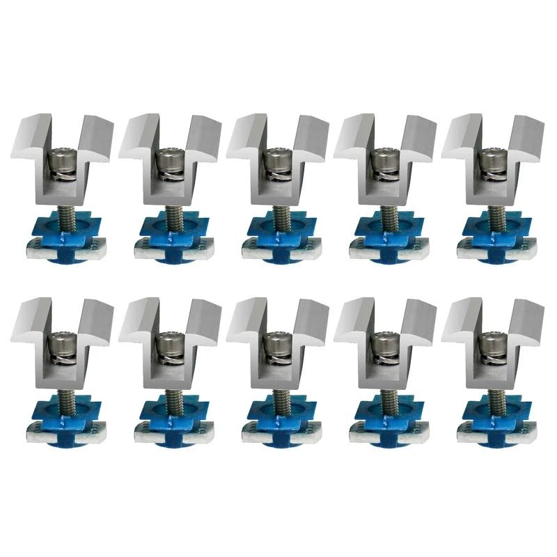 10Pcs Solar Panel Mounting Brackets 30-45mm Solar Rail End Clamps Aluminum Solar Mid Clamps Adjustable Grounding Clamp