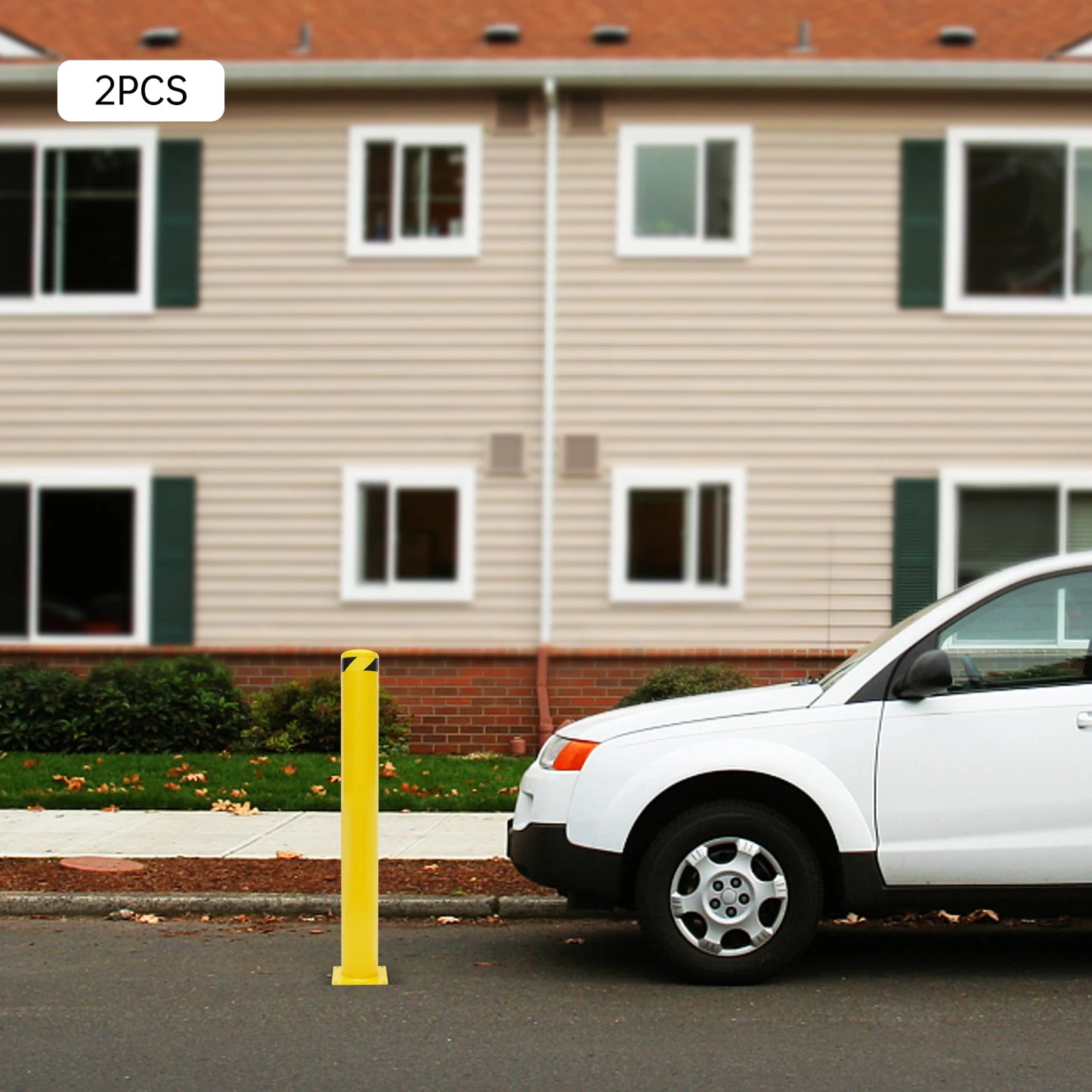 1/2Pcs Safety Bollard, Yellow Steel Safety Bollard with 4/8 Anchor Bolts, Perfect for Traffic-Sensitive Area