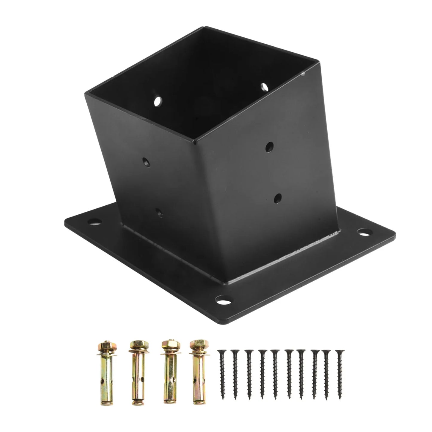 Slanted Roof Pergola Brackets Wall Mount Kit For 4x4 Inch Posts Steel 3-Way Unidirectional With Hardware Black